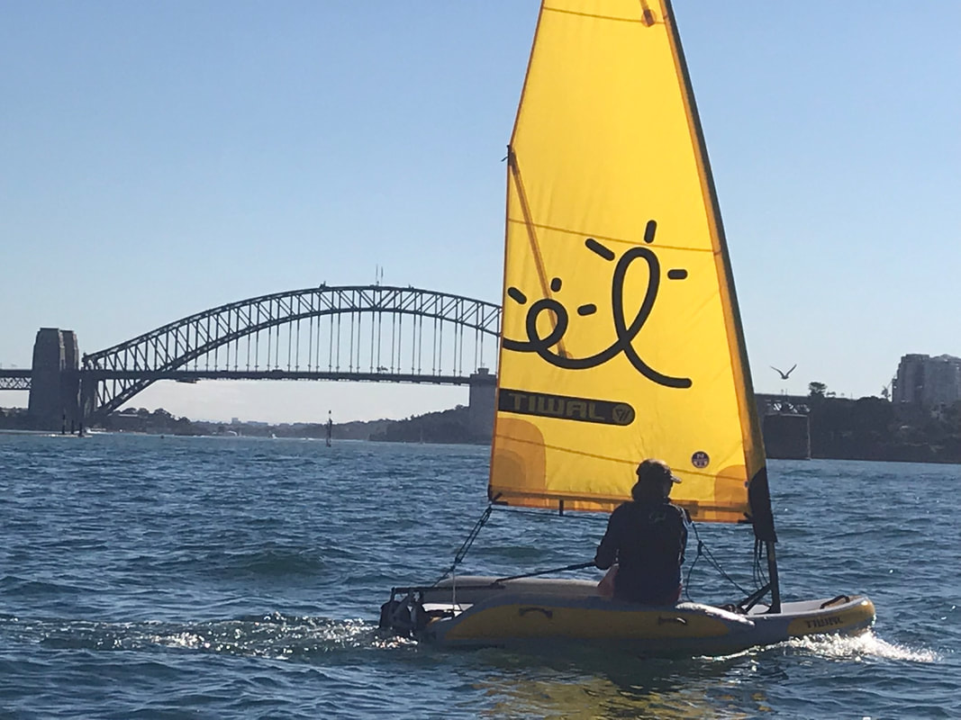 Easy to right, comfortable inflatable sailboat